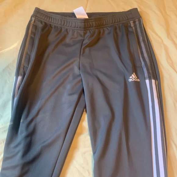Ladies charcoal grey and white adidas track pants - Picture 1 of 3